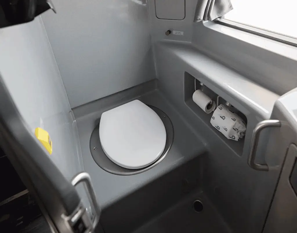 Onboard motorcoach restroom