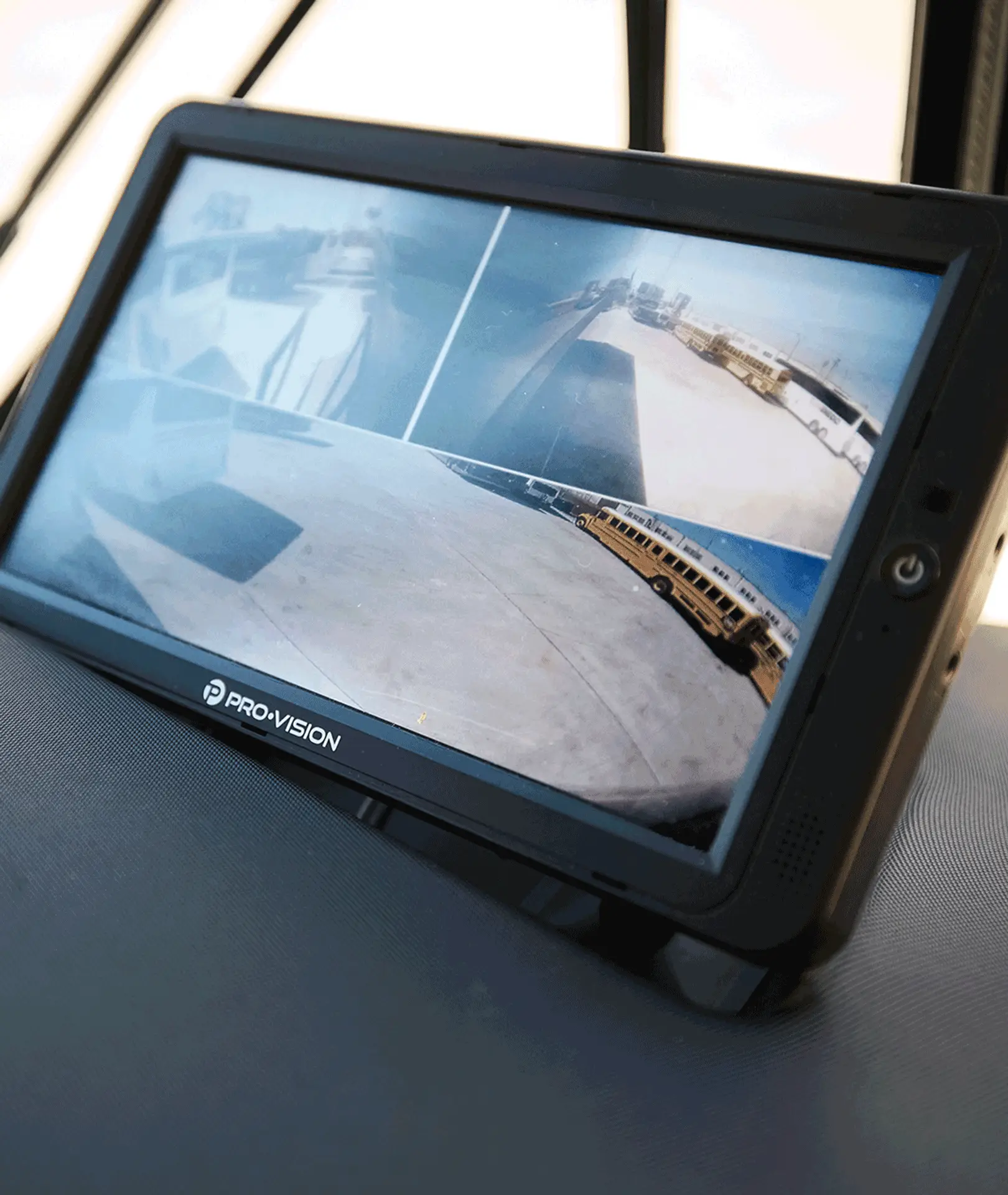 Driver's monitor displaying exterior camera views