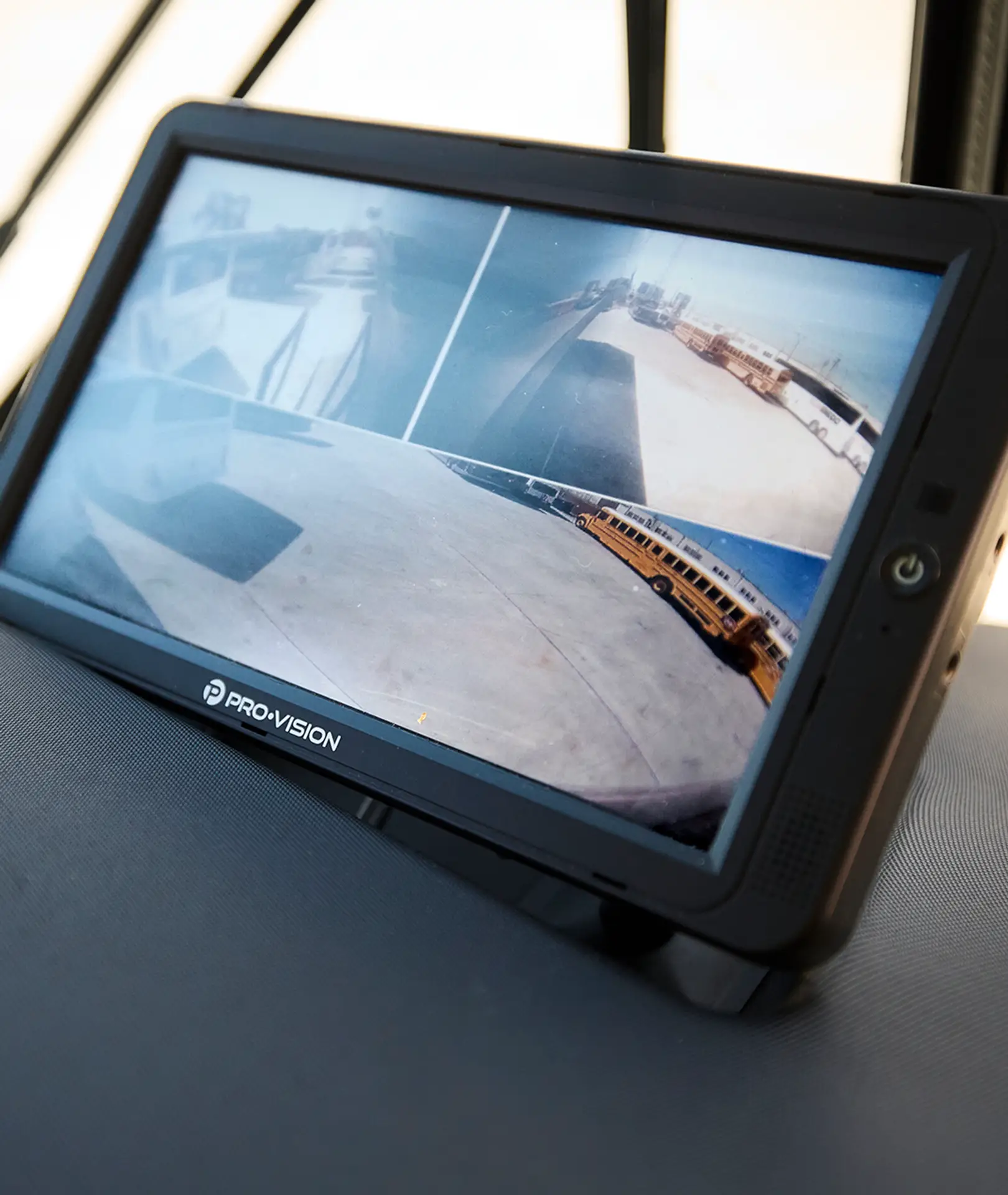 Driver's monitor displaying exterior camera views